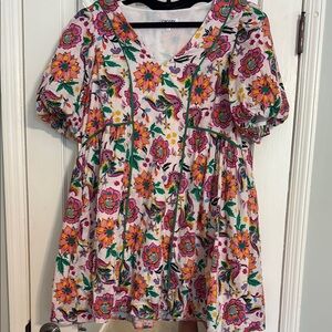 CROSBY by Mollie Burch Floral Mini Dress - Pink, Orange, Green